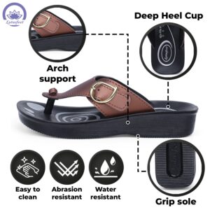 Lotusfeet : Serenity Walk Women Chappal Long-Lasting Brown Aero Soft - 0806 - Image 5