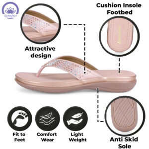 CloudWalk Comfort: Lotusfeet's TPR Sole Stitched Style Footwear Pink - 060 - Image 4